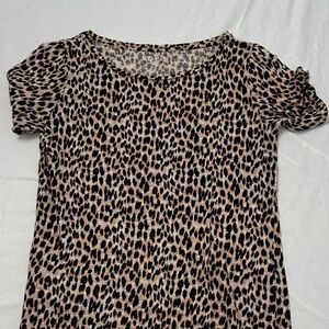 LOFT Leopard Print Blouse - Black and Brown